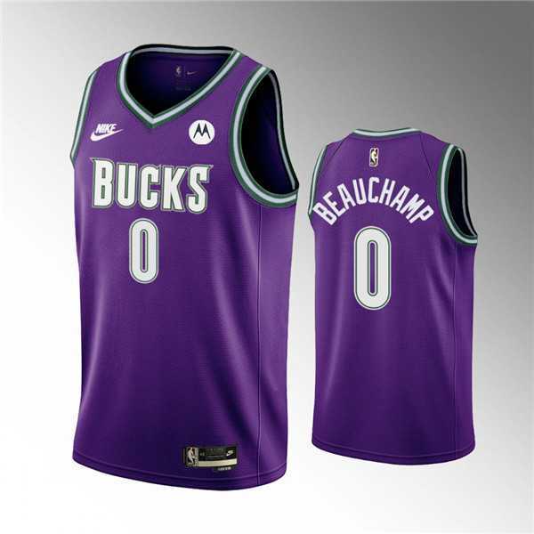 Men%27s Milwaukee Bucks #0 MarJon Beauchamp 2022-23 Purple Classic Edition Swingman Stitched Basketball Jersey Dzhi->milwaukee bucks->NBA Jersey